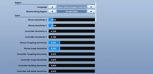 Mongraal mouse settings: Fortnite settings